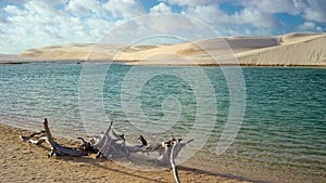 Lagoon and Dunes at Grandes Lencois, Lencois Maranhenses National Park, Maranhao, Brazil