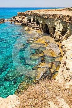 lagoon in the Mediterranean, Cyprus cave