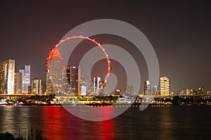 Lagoon at Singapore Flyer night light Giant Wheel