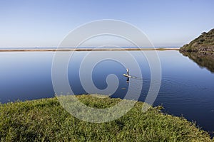 Lagoon Water Paddler Solitude Landscape