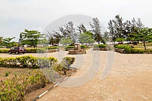 Lagos Beaches; Frontage and beach Awolowo Institute of Government Policy Museum Lekki town in Ibeju Lekki, Lagos State Nigeria.