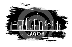 Lagos Nigeria City Skyline Silhouette. Hand Drawn Sketch