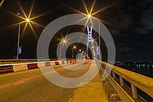 Lagos Nigeria night scene of the ikoyi Lekki suspension bridge