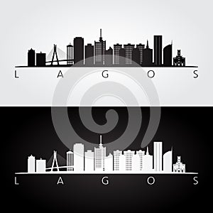 Lagos skyline and landmarks silhouette photo