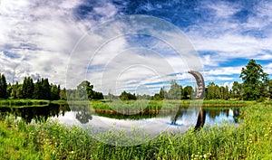 The lagre panorama of Kirkilai view tower Birzai district, Lithuania