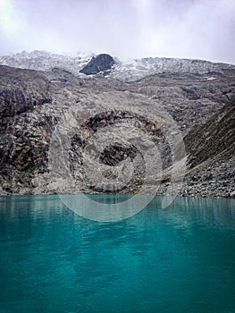 Laguna 69, a glacial lake. Cordillera Blanca, Huaraz, Peru