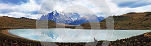 Laguna Amarga and Cordillera Paine Panoramic View, Chilean Patagonia photo