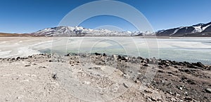 Laguna Blanca White lagoon and Licancabur volcano, Bolivia