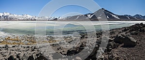 Laguna Blanca White lagoon and Licancabur volcano, Bolivia