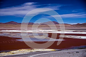 Laguna Colorada in Cordillera de Lipez, Bolivia