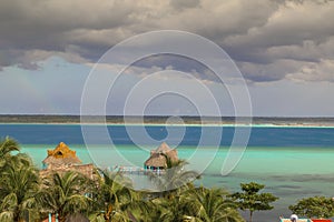 Laguna de Bacalar Lagoon pier in Quintana roo Mexico