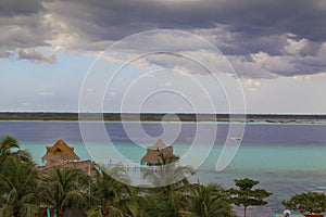 Laguna de Bacalar Lagoon pier in Quintana roo Mexico