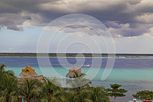 Laguna de Bacalar Lagoon pier in Quintana roo Mexico