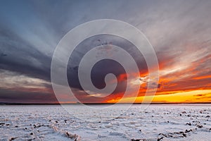 Laguna de PeÃ±ahueca in Toledo at sunset