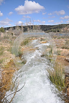 Lengua lake waterfalls. Lagunas de Ruidera Nature Reserve, Ciudad Real province, Castilla La Mancha, Spain photo