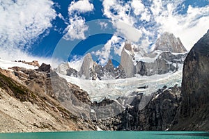 Laguna Sucia lake and Fitz Roy mountain