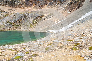 Laguna Turquesa between mountains photo