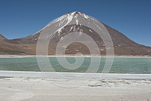 Laguna Verde is a highly concentrated salt lake located in the Eduardo Avaroa Andean Fauna National Park