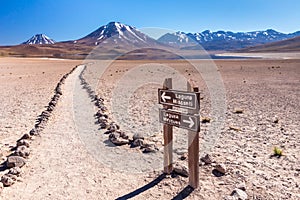 Lagunas Altiplanicas, Miscanti y Miniques, amazing view at Atacama Desert. Chile, South America