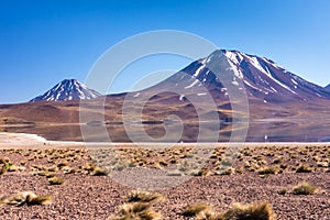 Lagunas Altiplanicas, Miscanti y Miniques, amazing view at Atacama Desert. Chile, South America