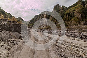 Lahar mudflow remnants at Pinatubo volcano, Philippin