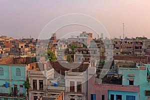 Lahore, Pakistan - 09.09.2019: The old housefronts of the Walled the Walled city - Asi