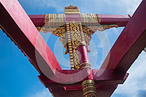 Lai thai ,lai kranok in thai temple