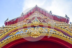 Lai thai ,lai kranok in thai temple