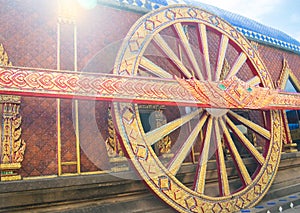 Lai thai ,lai kranok in thai temple,wheel art