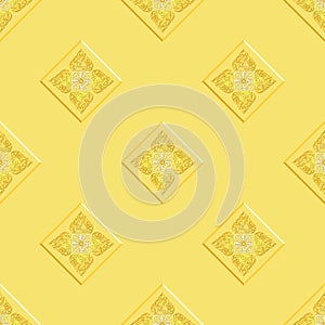 `Lai Thai` yellow royal oriental seamless pattern texture background