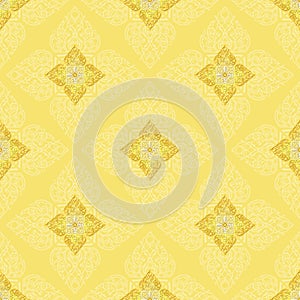 `Lai Thai` yellow royal oriental seamless pattern texture background