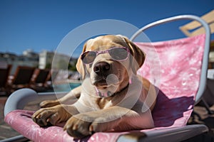 Laid-Back Labrador: Unwinding on Vacation. Generative AI