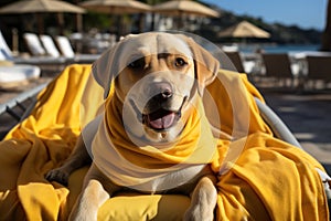 Laid-Back Labrador: Unwinding on Vacation. Generative AI