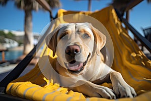 Laid-Back Labrador: Unwinding on Vacation. Generative AI