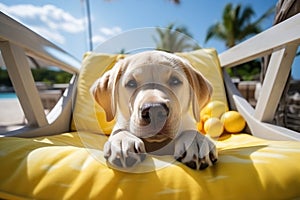 Laid-Back Labrador: Unwinding on Vacation. Generative AI