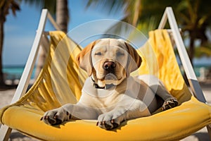 Laid-Back Labrador: Unwinding on Vacation. Generative AI