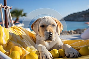 Laid-Back Labrador: Unwinding on Vacation. Generative AI