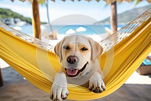 Laid-Back Labrador: Unwinding on Vacation. Generative AI