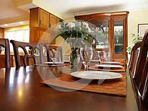 Laid table in dining room