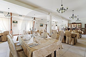 Laid tables in elegant restaurant