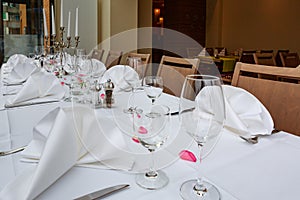 Laid tables reserved for diners