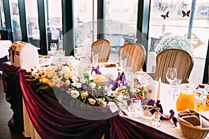A laid wedding banquet table