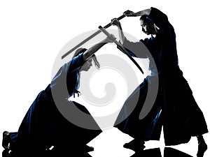 Laido Katori Shinto ryu isolated shadow silhouette white background photo