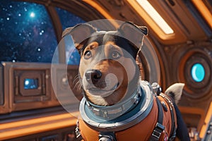 Laika the adorabel dog in spaceship
