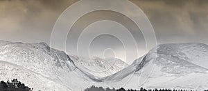 Lairig Ghru Pass in the Cairngorms Mountains in Scotland.