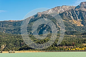 Lajoie Dam on Downton Lake near Gold Bridge in British Columbia, Canada