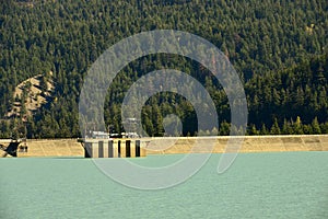 Lajoie Dam on Downton Lake Reservoir, British Columbia, Canada