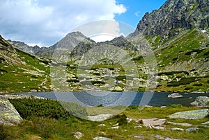 Lake above the Skok waterfall - hiking in the Mlynicka valley in the High Tatras