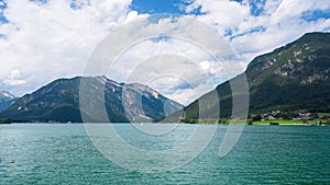 Lake achen surrounded by mountains in Tirol Austria