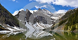 Lake Agnes with Mount Saint Piran in the background